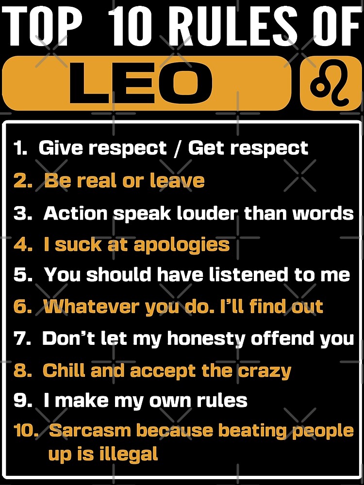 "Top 10 Rules Of Leo, Leo Facts Traits" Poster for Sale by Abidilana Redbubble