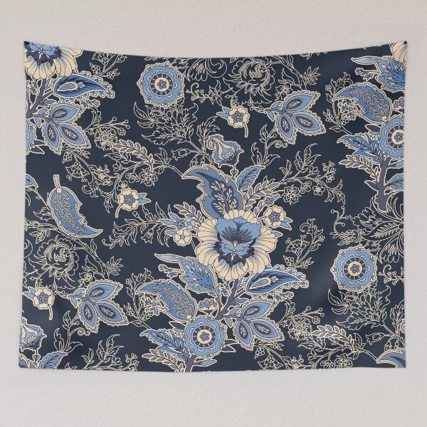 Item preview, Indian Floral Pattern Blue designed and sold by nouveaudecor.