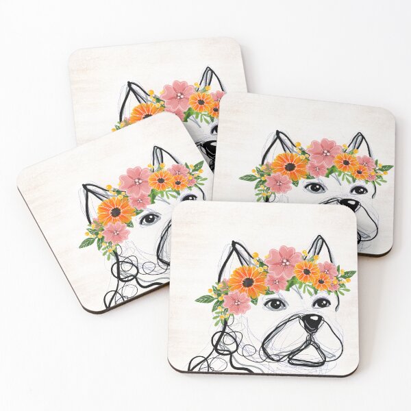 Item preview, Cute french bulldog portrait with floral crown designed and sold by InetaTaluma.