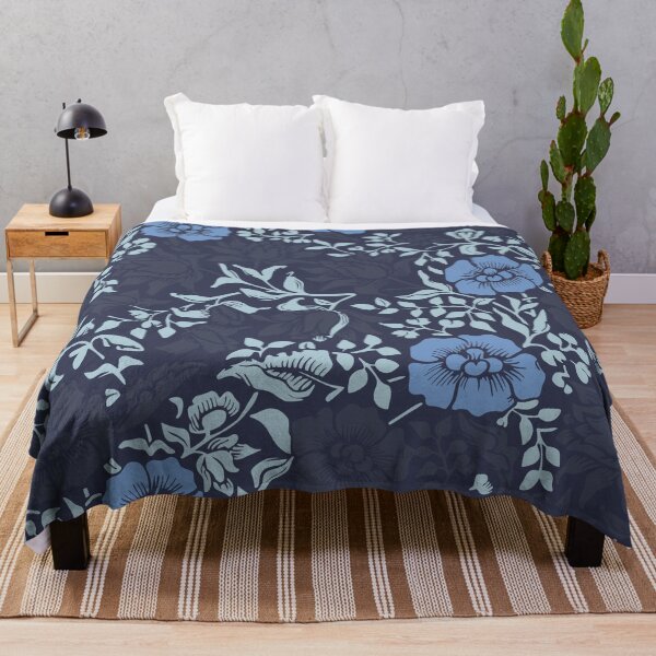 Item preview, Arts and Crafts Inspired Floral Pattern Blue designed and sold by nouveaudecor.