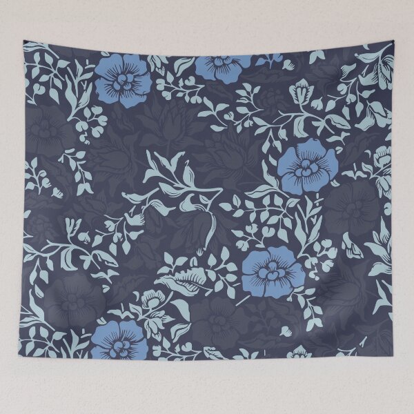 Item preview, Arts and Crafts Inspired Floral Pattern Blue designed and sold by nouveaudecor.