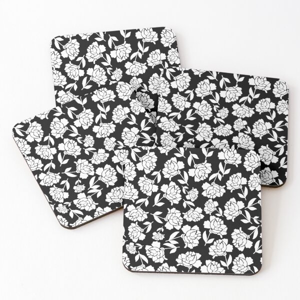 Item preview, Tossed Roses White on Black Half-drop Repeat 5748 designed and sold by Art in My Loft.