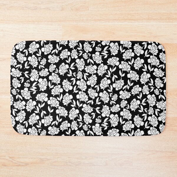 Item preview, Tossed Roses White on Black Half-drop Repeat 5748 designed and sold by Art in My Loft.
