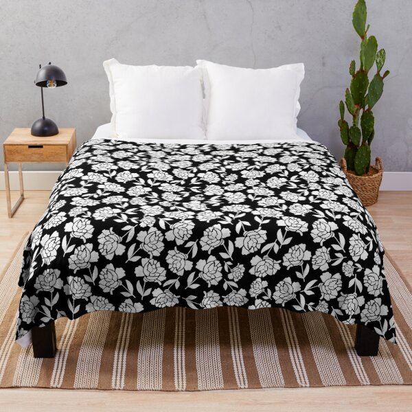 Item preview, Tossed Roses White on Black Half-drop Repeat 5748 designed and sold by Art in My Loft.