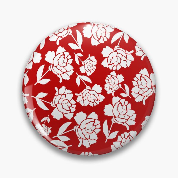Item preview, Tossed Roses White on Red Half-drop Repeat 5748 designed and sold by Art in My Loft.