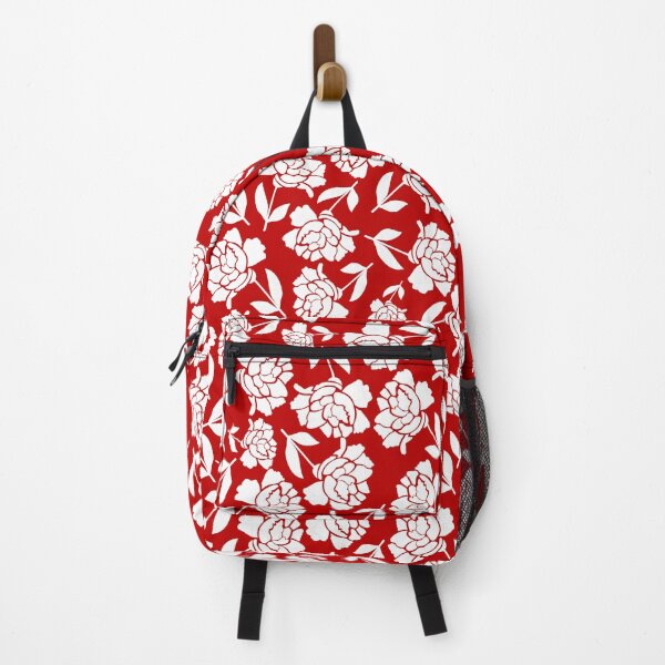 Item preview, Tossed Roses White on Red Half-drop Repeat 5748 designed and sold by Art in My Loft.