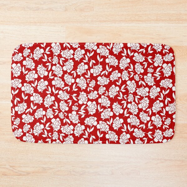 Item preview, Tossed Roses White on Red Half-drop Repeat 5748 designed and sold by Art in My Loft.