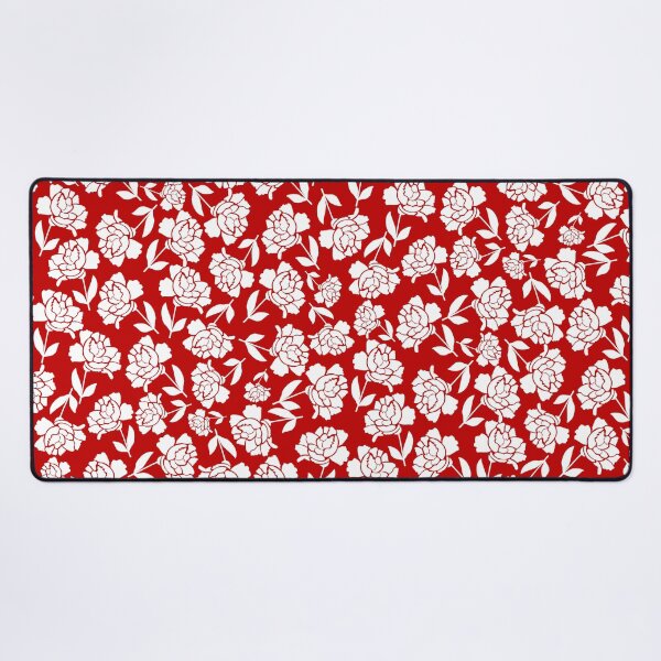 Item preview, Tossed Roses White on Red Half-drop Repeat 5748 designed and sold by Art in My Loft.