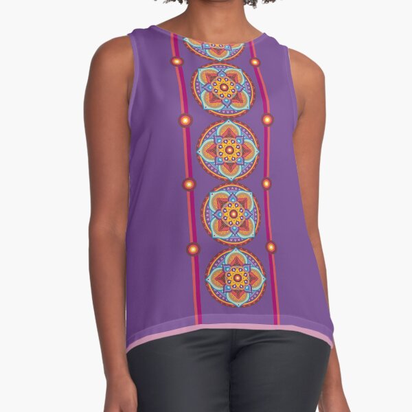 Four castles mandala print for garments Sleeveless Top