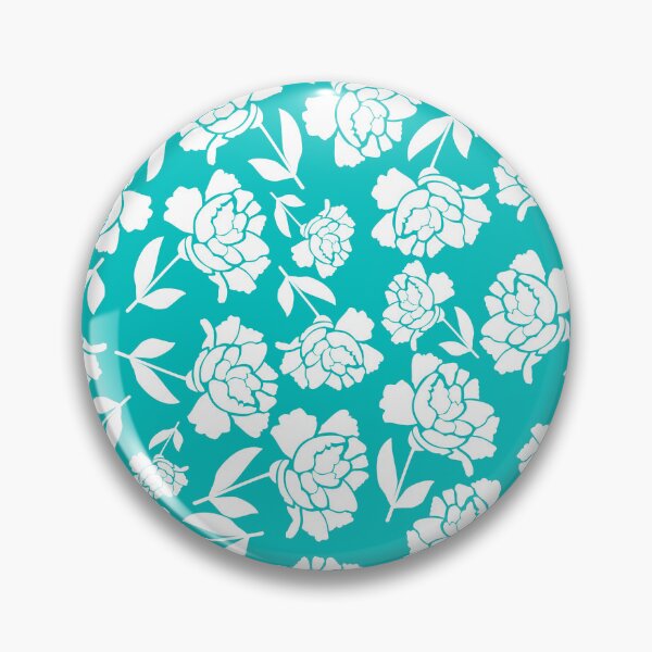 Item preview, Tossed Roses White on Cyan Half-drop Repeat 5748 designed and sold by Art in My Loft.