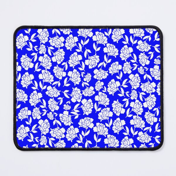 Item preview, Tossed Roses White on Blue Half-drop Repeat 5748 designed and sold by Art in My Loft.