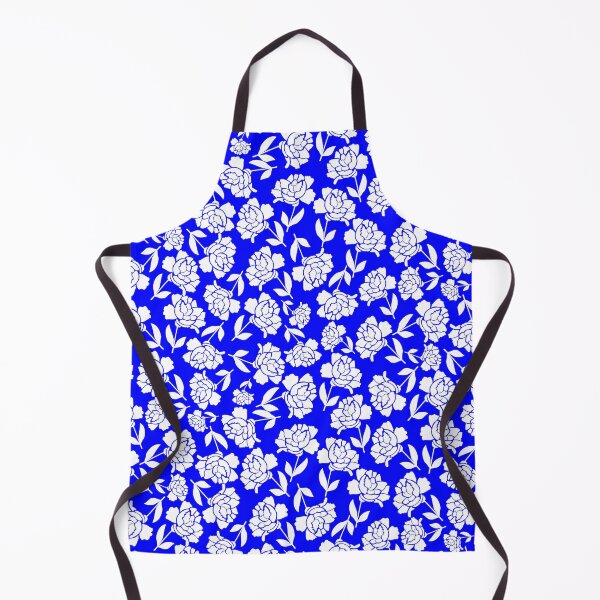 Item preview, Tossed Roses White on Blue Half-drop Repeat 5748 designed and sold by Art in My Loft.