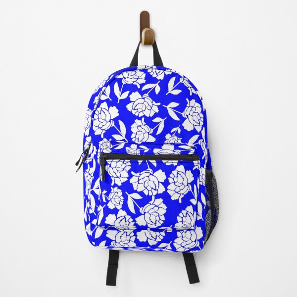 Item preview, Tossed Roses White on Blue Half-drop Repeat 5748 designed and sold by Art in My Loft.