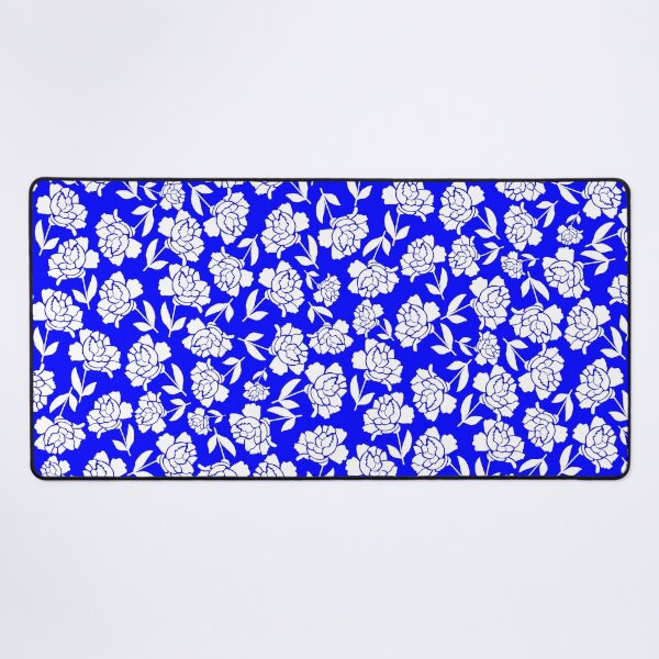 Item preview, Tossed Roses White on Blue Half-drop Repeat 5748 designed and sold by Art in My Loft.