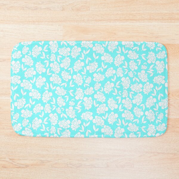 Item preview, Tossed Roses White on Light Cyan Half-drop Repeat 5748 designed and sold by Art in My Loft.