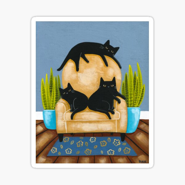 Item preview, Black Cats Cuddle Time designed and sold by KilkennyCat Art.