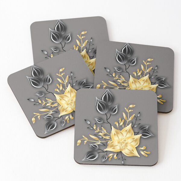 Item preview, Gold Flower leaves black designed and sold by ChantalDesign.