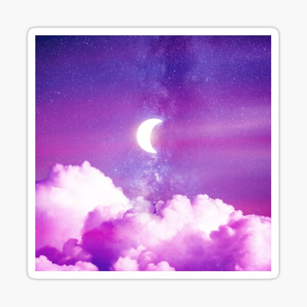 “Crescent moon shining in a purple sky " Sticker by Yasmine712 | Redbubble