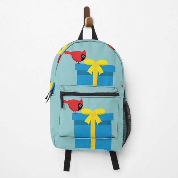 Item preview, Cute Red Cardinal Opening Blue Gift designed and sold by BirdAtWork.