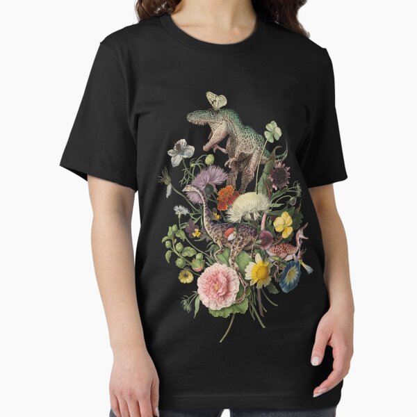 Item preview, Cottagecore DINO-MITE Dinosaur Botanical Bouquet- black background designed and sold by Giddygoatthe3rd.