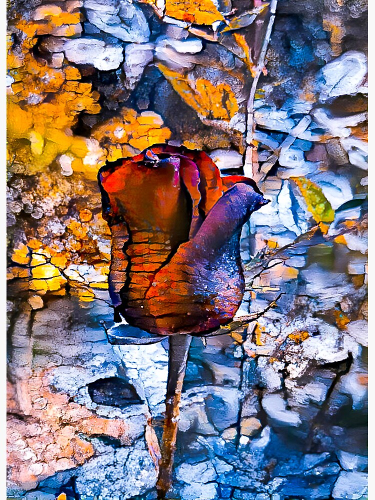 "flowers red blue and yellow art painting " Sticker by 3zizinftart