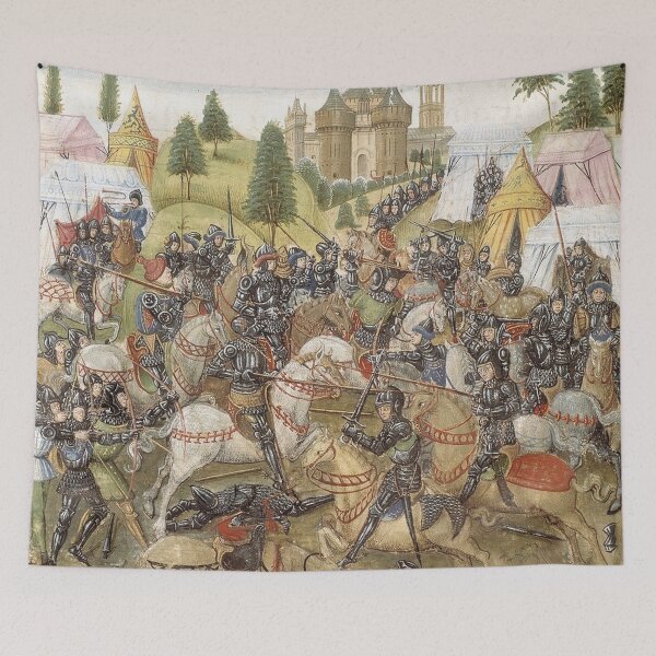 Item preview, Medieval Battle Manuscript Style Knight Combat Illustration for History and Medieval Art Lovers designed and sold by RickE.