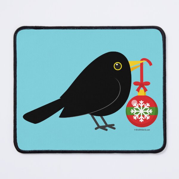 Item preview, Cute Blackbird With A Christmas Ball designed and sold by BirdAtWork.