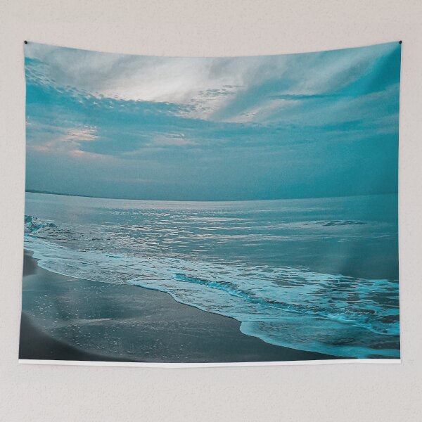 Item preview, summer sunset & calm blue waves  designed and sold by anisbbmbrush.
