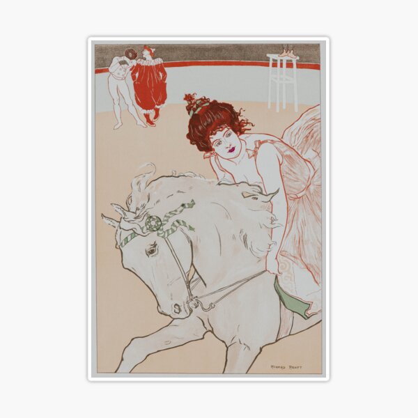 Vintage Woman Circus Riding Horse Art // The Rider (L'Ecuyère) (1898) --  Richard Ranft  Sticker for Sale by apopofbeauty