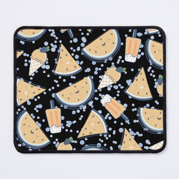 Item preview, Watermelon, Ice Cream Pattern with Summer Vibes (black-yellow) designed and sold by Dorina Larsdotter.
