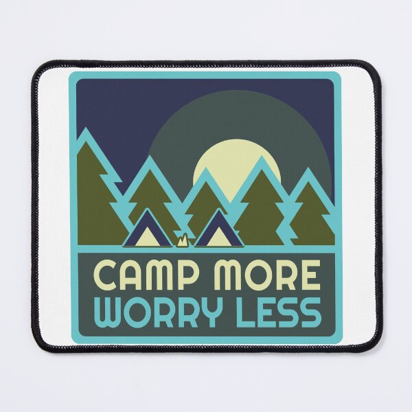 Item preview, Camp More Worry Less Retro Patch - Sunset - Blue designed and sold by VanyaKar.