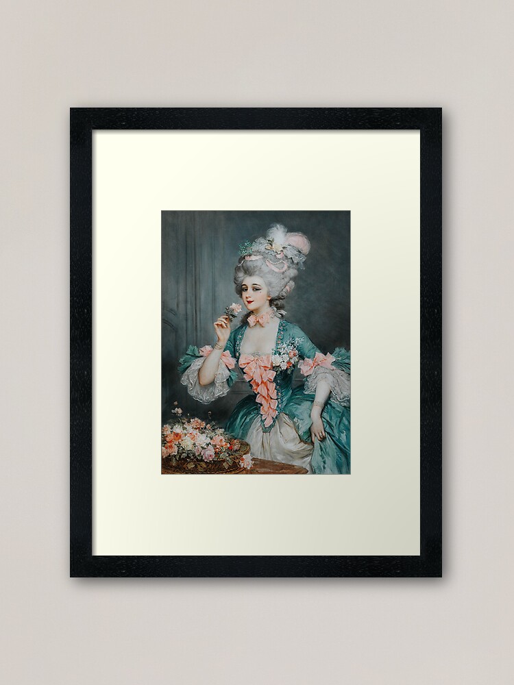 Marie Antoinette Inspired Painting // An Elegant Lady with Roses -- Lucius  Rossi | Framed Art Print