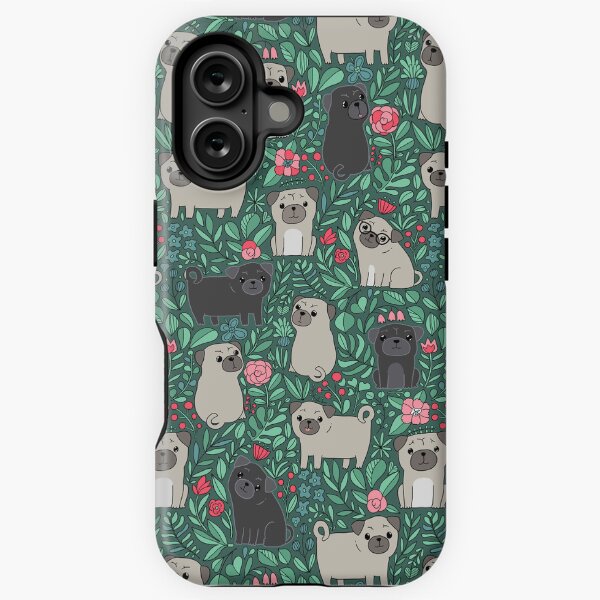 Vista previa del artículo con la obra «Lindos pugs y flores», diseñado y vendido por kostolom3000.