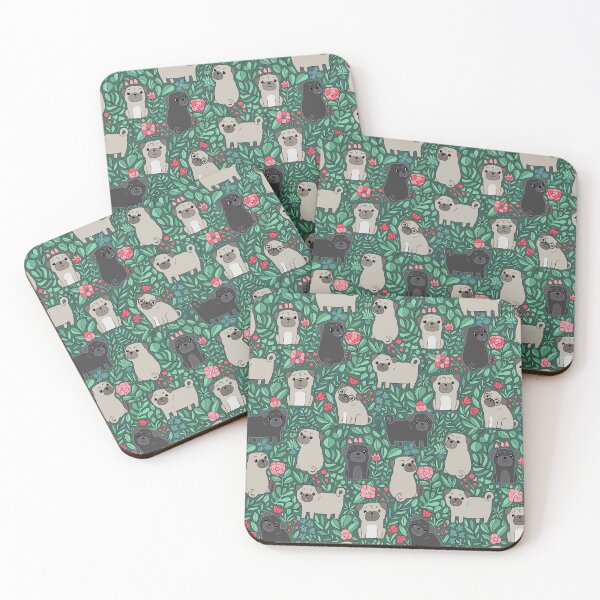 Item preview, Cute pugs and flowers designed and sold by kostolom3000.