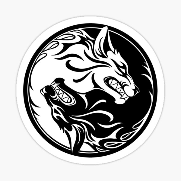 Black and White Yin Yang Wolves