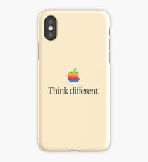 Vintage Apple Logo (rainbow) on Tan Background / Think Different iPhone Case