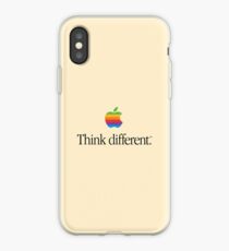 Vintage Apple Logo (rainbow) on Tan Background / Think Different iPhone Case