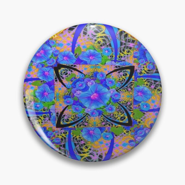 Item preview,  BLUE-GOLD FLORAL GEOMETRIC  ABSTRACT FLORAL ART designed and sold by sharlesart.