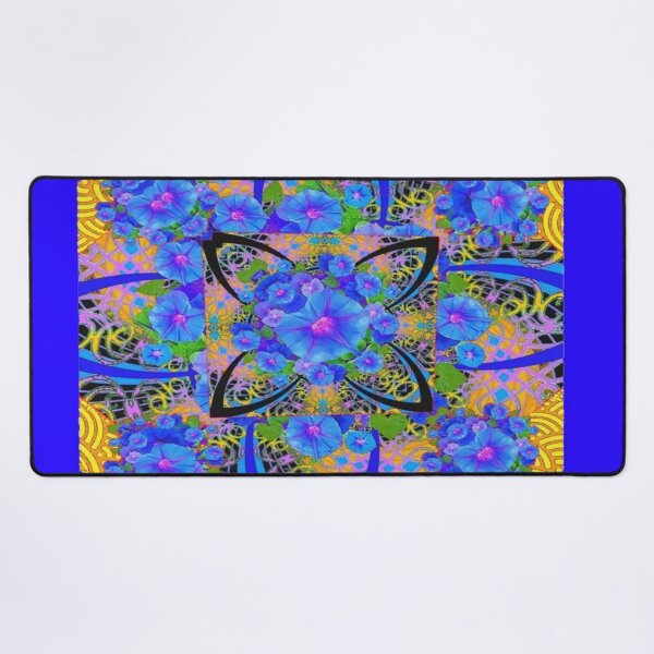 Item preview,  BLUE-GOLD FLORAL GEOMETRIC  ABSTRACT FLORAL ART designed and sold by sharlesart.