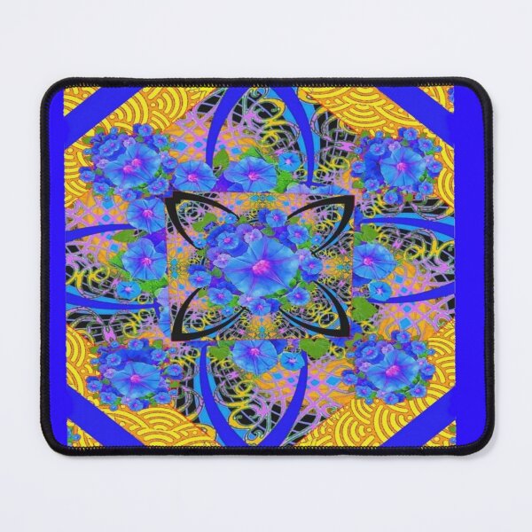 Item preview, BLUE-GOLD FLORAL GEOMETRIC ABSTRACT FLORAL ART designed and sold by sharlesart.