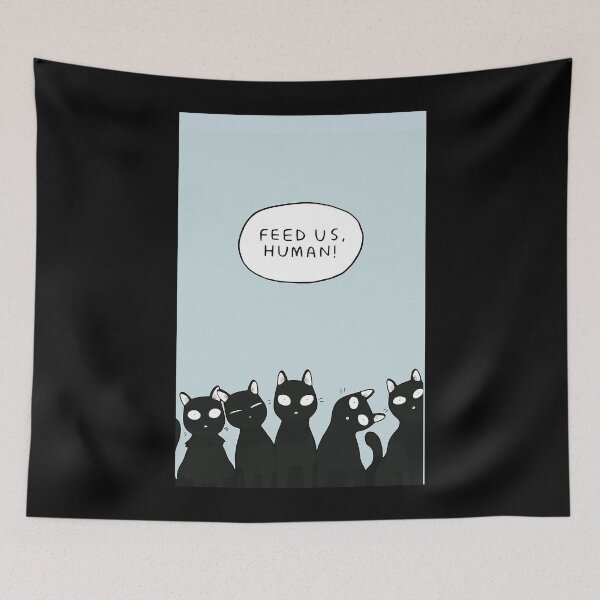Item preview, Feed us, human! Funny Ideas Cat Lovers  designed and sold by linzhsantosf.