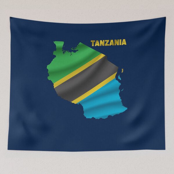 Item preview, Wavy Tanzanian Flag inside Map of Tanzania  designed and sold by mashmosh.
