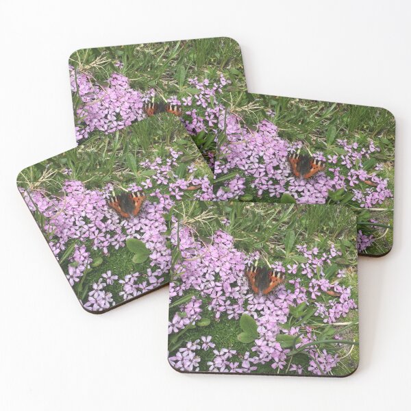 Item preview, Tortoiseshell butterfly on moss and pink flowers designed and sold by ray-designs-.