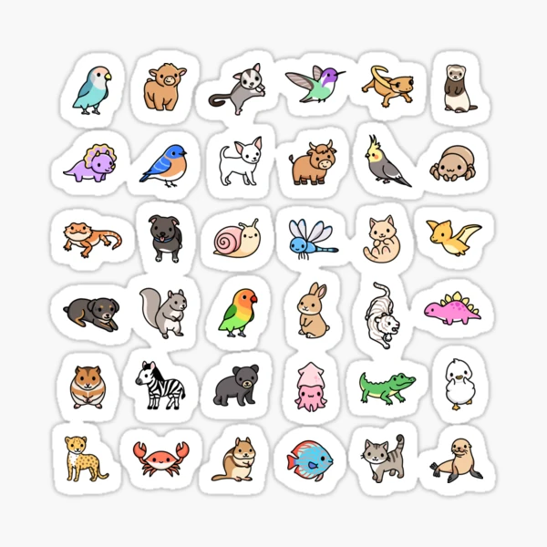 choose large sticker!* Mega Cute Animals #4 Sticker for Sale by