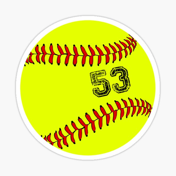 Vista previa del artículo con la obra «Pelota de softbol número 53, cincuenta y tres», diseñado y vendido por TheCultStuff.