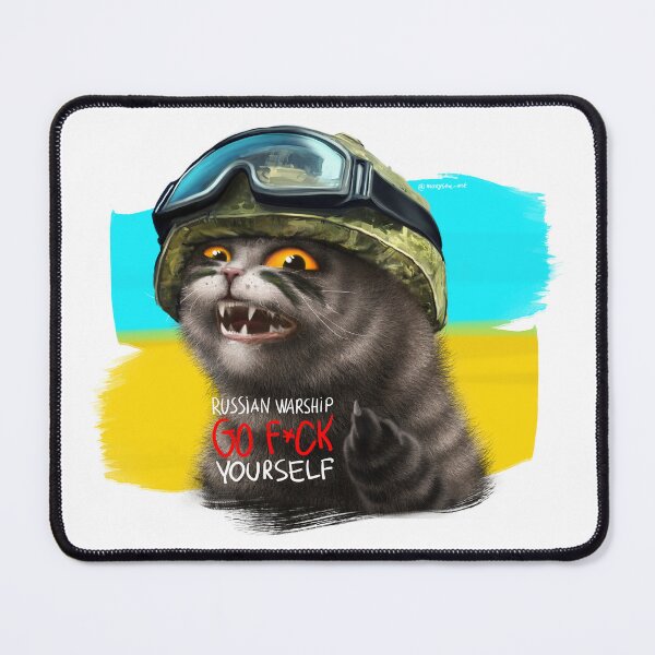 Item preview, Ukrainian cat warrior with middle finger designed and sold by MaryshaArt.