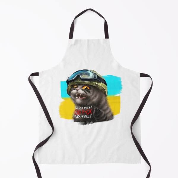 Item preview, Ukrainian cat warrior with middle finger designed and sold by MaryshaArt.