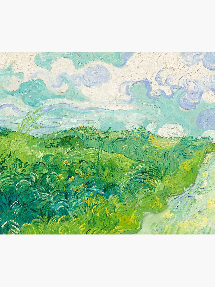 Aperçu 5 sur 5. Tapis de souris avec l'œuvre Champs de blé vert Auvers Van Gogh Fine Art créée et vendue par bragova.