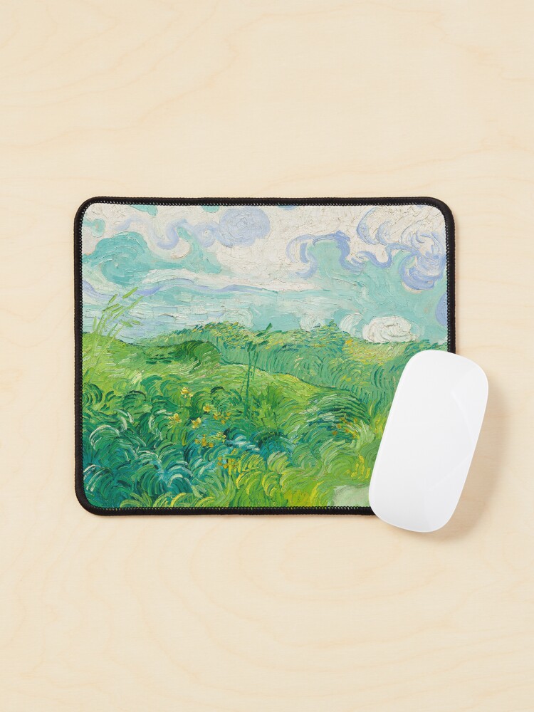 Aperçu 1 sur 5. Tapis de souris avec l'œuvre Champs de blé vert Auvers Van Gogh Fine Art créée et vendue par bragova.