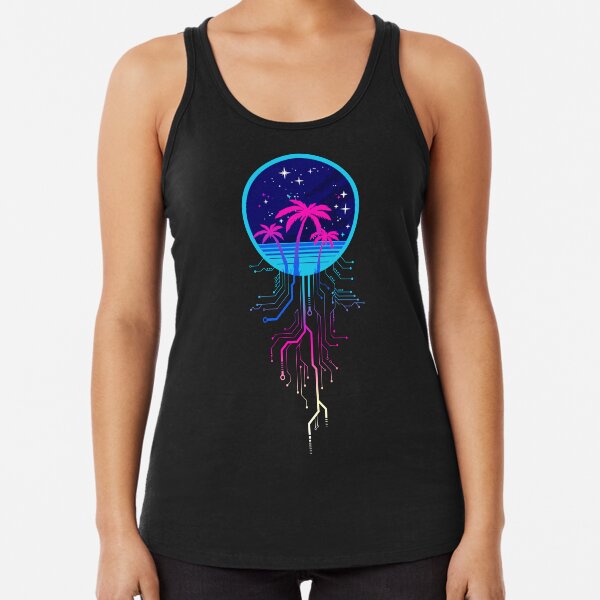 Synth Island Vaporwave Palms (Cyberpunk) Racerback Tank Top